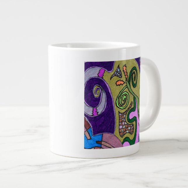 Caneca De Café Grande Elefante Dourado (Frente Esquerda)