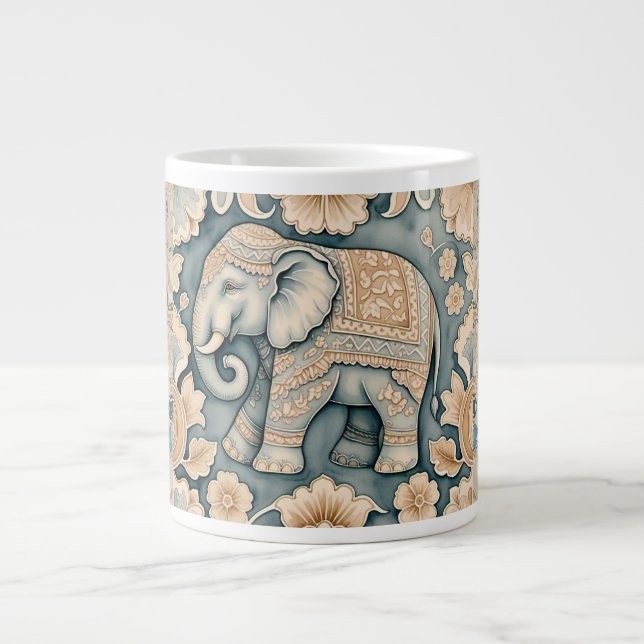 Caneca De Café Grande Elefante em Batik Bloom Specialty Mug (Frente)