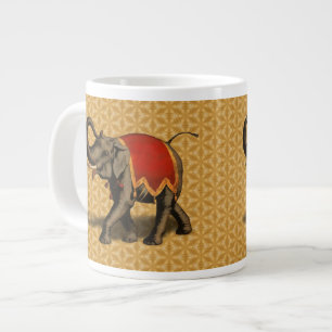 Caneca De Café Grande Elefante indiano com pano vermelho