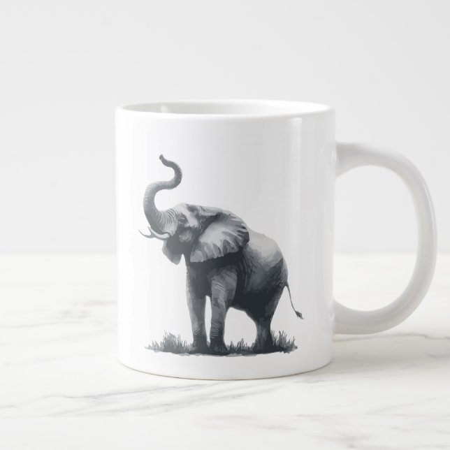 Caneca De Café Grande Elefante majestoso com tronco levantado (Direita)