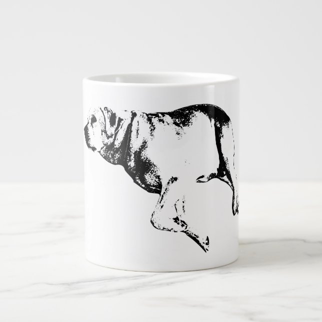 Caneca De Café Grande Elegância Calma em Monocromo (Frente)