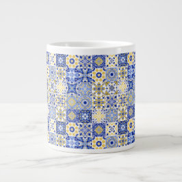 Caneca De Café Grande Elegant blue& white Portuguese Azulejo pattern 