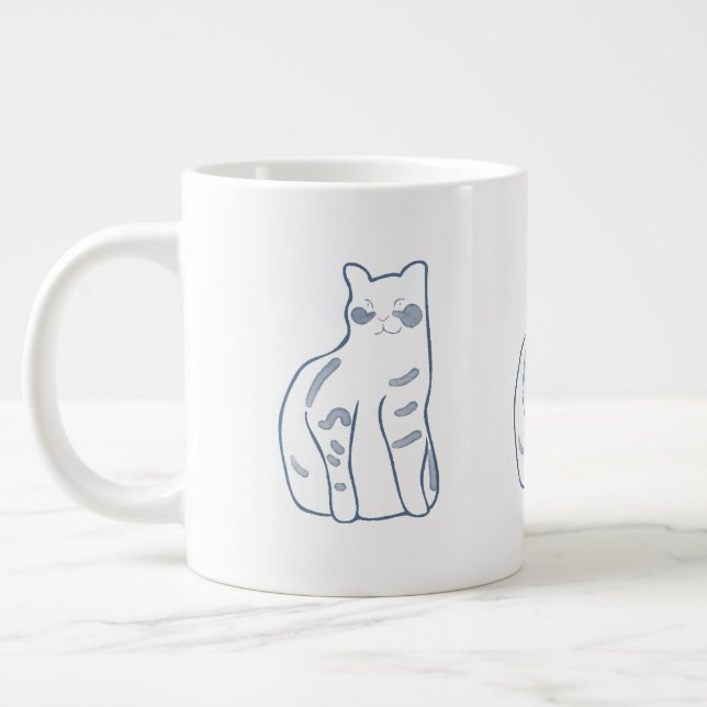 Caneca De Café Grande Elegant Cat Design (Esquerda)