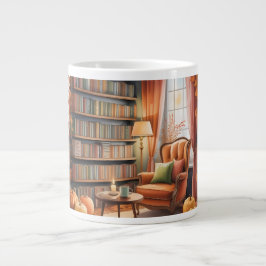 Caneca De Café Grande Elegant Fall Bookshelf MUG — Cozy Curtain