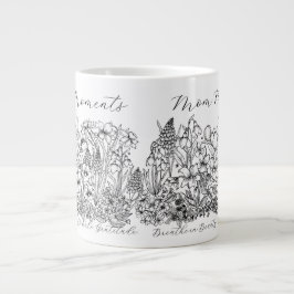 Caneca De Café Grande Elegant Floral Script Saying Boho Line Art