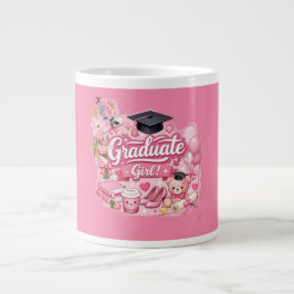 Caneca De Café Grande Elegant Pink Floral Graduation Party mug