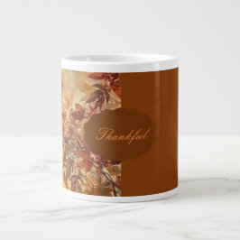 Caneca De Café Grande Elegante,Ação de Graças, Folhas de Outono,Rústico