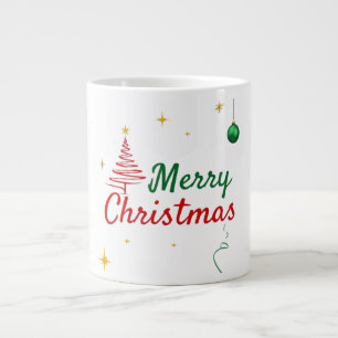 Caneca De Café Grande Elegante Design de Natal Feliz
