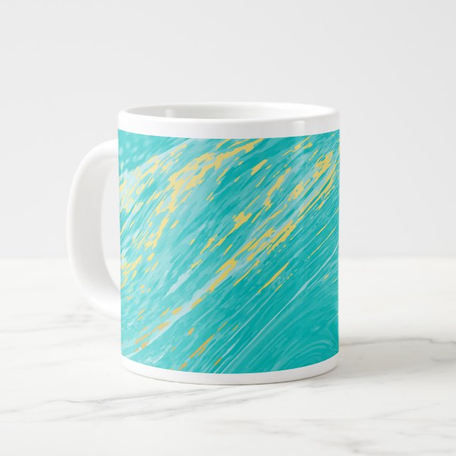 Caneca De Café Grande Elegante design de ouro de luxo (Frente Esquerda)