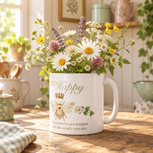 Caneca De Café Grande Elegante Encorajamento da Rainha Abelha Dourada