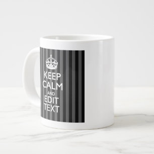 Caneca De Café Grande Elegante MANTENHA CALMA E seu texto em faixas pret