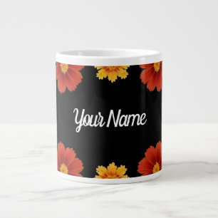 Caneca De Café Grande Elegante Moldura Floral