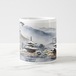 Caneca De Café Grande Elegante Quioto no Inverno - Arte em Aquarela - Ca