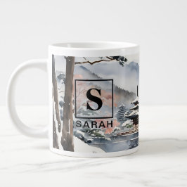Caneca De Café Grande Elegante Quioto no Inverno - Arte em Aquarela - Ca
