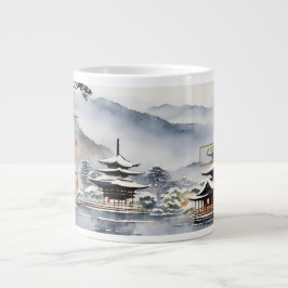 Caneca De Café Grande Elegante Quioto no Inverno - Arte em Aquarela - Ca