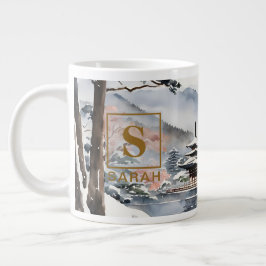 Caneca De Café Grande Elegante Quioto no Inverno - Arte em Aquarela - Ca