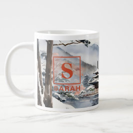 Caneca De Café Grande Elegante Quioto no Inverno - Arte em Aquarela - Ca