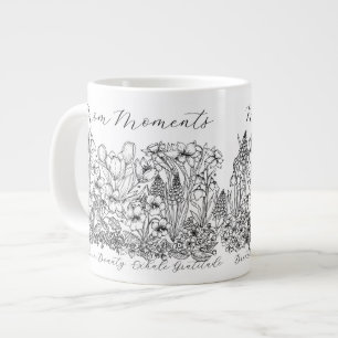 Caneca De Café Grande Elegante Roteiro Floral Dizendo Arte Boho Linha