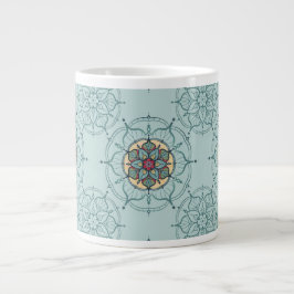 Caneca De Café Grande Elegante Teal Mandala Mug