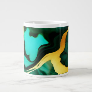 Caneca De Café Grande Elegante verde ouro amarelo Faux Marble