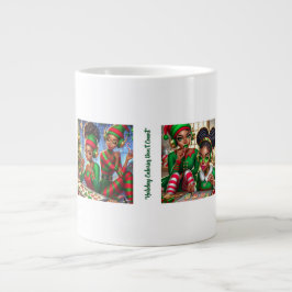 Caneca De Café Grande Elfos e Goodies de Natal