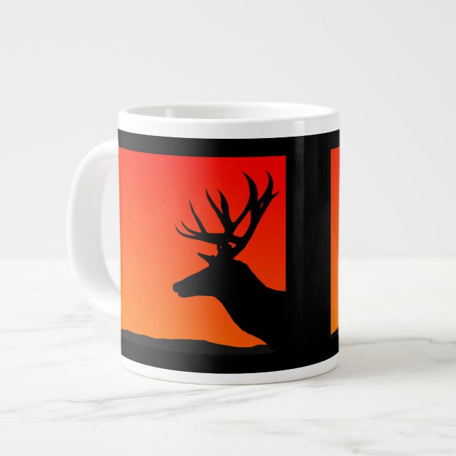 Caneca De Café Grande Elk Head Silhouette Design (Frente Esquerda)