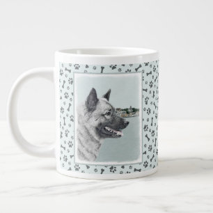 Caneca De Café Grande Elkhound norueguês na pintura da vila - Arte cani