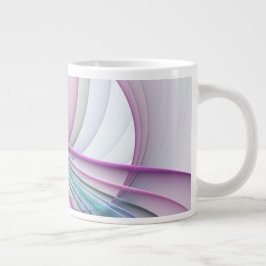 Caneca De Café Grande Em Movimento, Arte Fractal Abstrata Colorida Moder