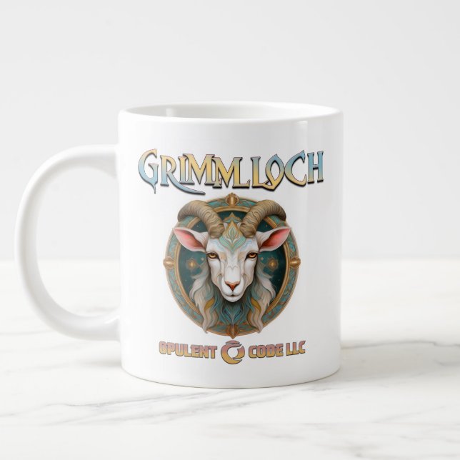 Caneca De Café Grande Emblema de Cabra Grimmloch RPG de Fantasia (Esquerda)