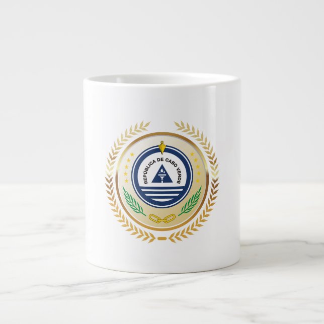 Caneca De Café Grande Emblema Nacional de Cabo Verde (Frente)