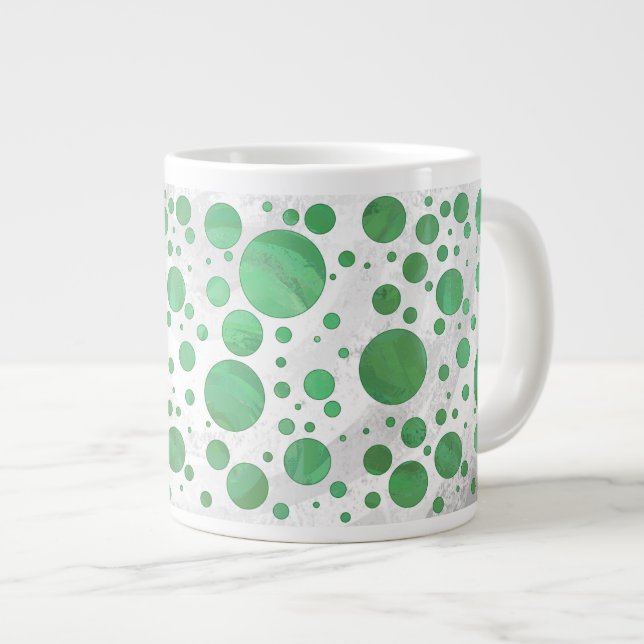 Caneca De Café Grande Emerald Cream Bolinhas (Frente Esquerda)