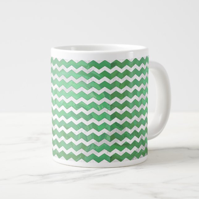 Caneca De Café Grande Emerald Cream Chevron Pattern (Frente Esquerda)