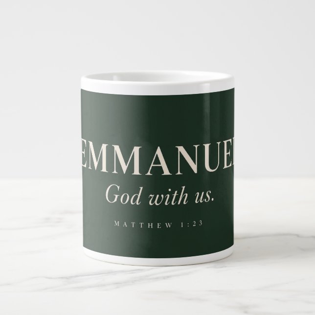Caneca De Café Grande EMMANUEL | Mateus 1:23 | Natal (Frente)