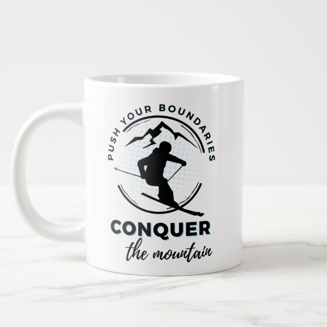 Caneca De Café Grande "Empurre seus limites, conquiste a montanha" (Esquerda)