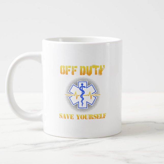 Caneca De Café Grande EMS Off Duty Economize-Se Engraçado Com Resgate pa (Esquerda)