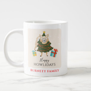 Caneca De Café Grande Encontro de Família nas Férias de Natal Cachorro H