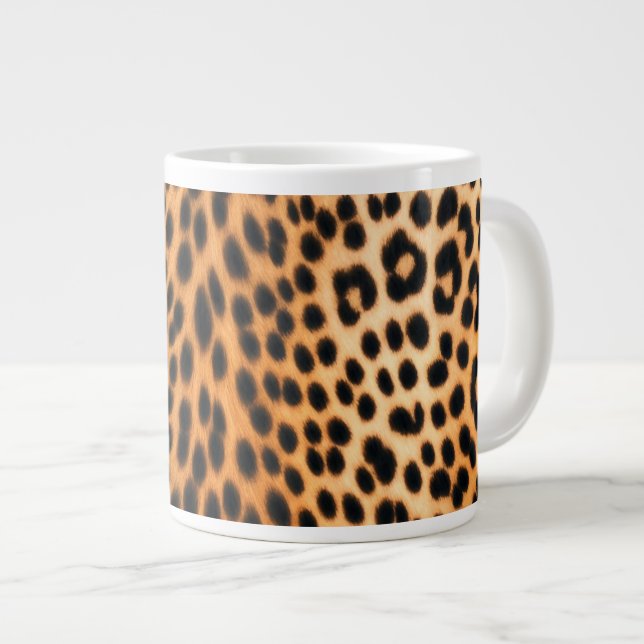 Caneca De Café Grande Energia de Leopardo Selvagem – Moda Ousada com Est (Frente Esquerda)