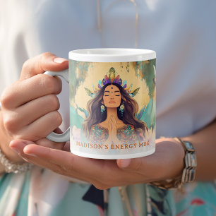 Caneca De Café Grande Energia Mística Boho Mulher Espiritual Personaliza