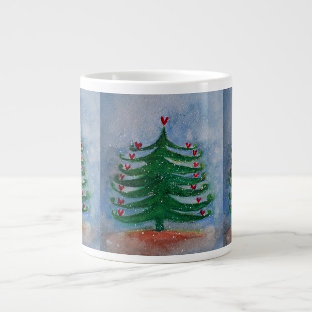 Caneca De Café Grande Enfeite de árvore de Natal (Frente)