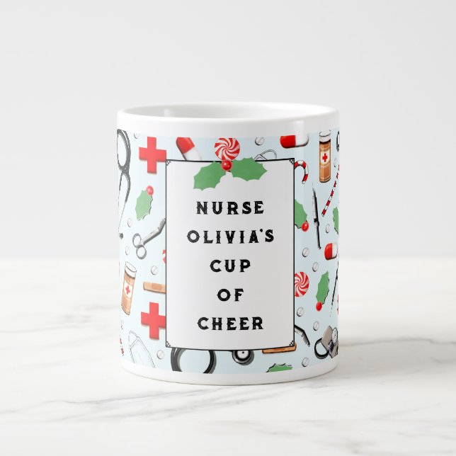 Caneca De Café Grande Enfermeira Natal (Frente)