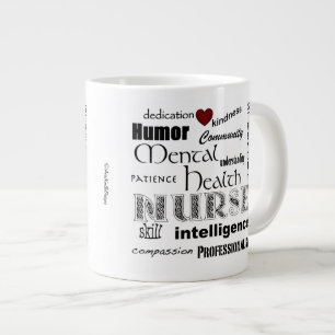 Caneca De Café Grande Enfermeiros de Saúde Mental Atributos+coração v