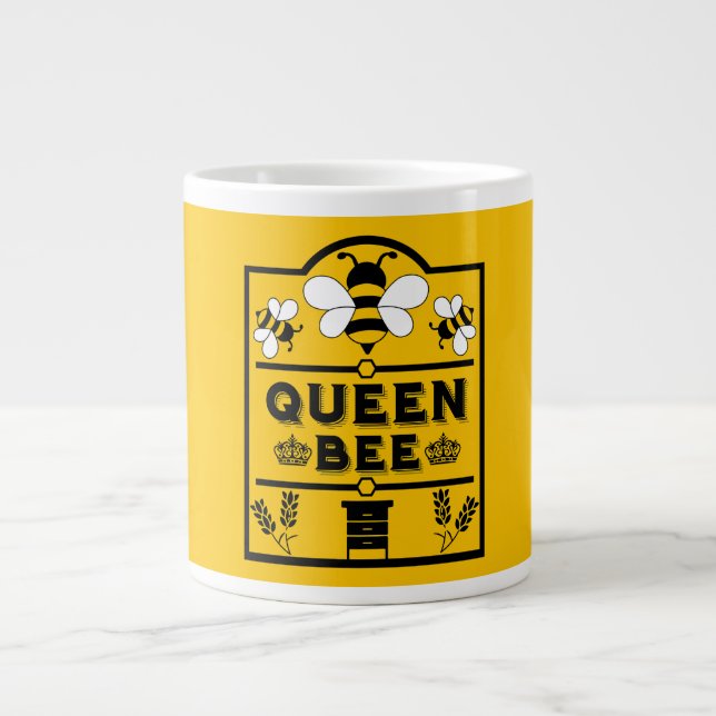 Caneca De Café Grande Engraçada Rainha de Mel Apiary Bee (Frente)