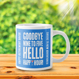 Caneca De Café Grande Engraçado adeus 9 a 5 Alô Feliz Aposentadoria de H
