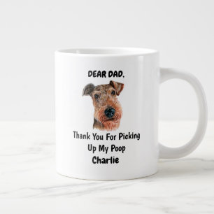 Caneca De Café Grande Engraçado Airedale terrier Pai Watercolor Arte Can