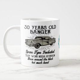 Caneca De Café Grande Engraçado aniversário de 30 anos, Retrocetro Carro