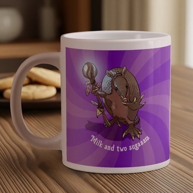 Caneca De Café Grande Engraçado Armadillo milk e dois açúcares - desenho (Criador carregado)