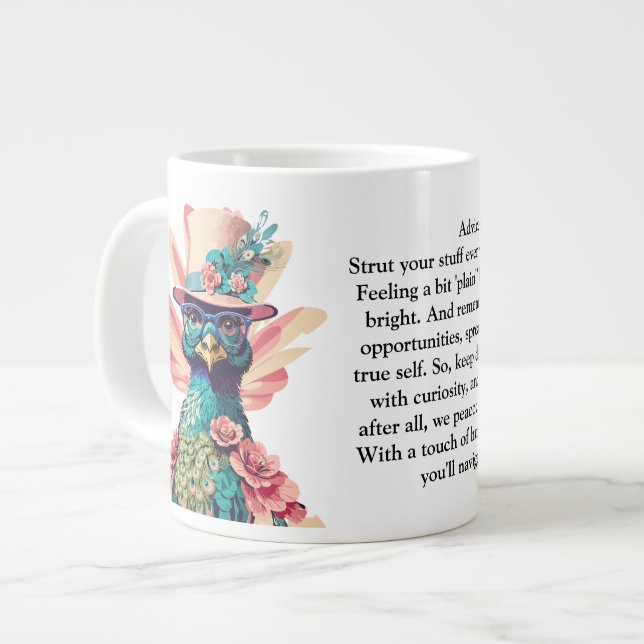 Caneca De Café Grande Engraçado Conselhos De Um Pavão (Frente Esquerda)