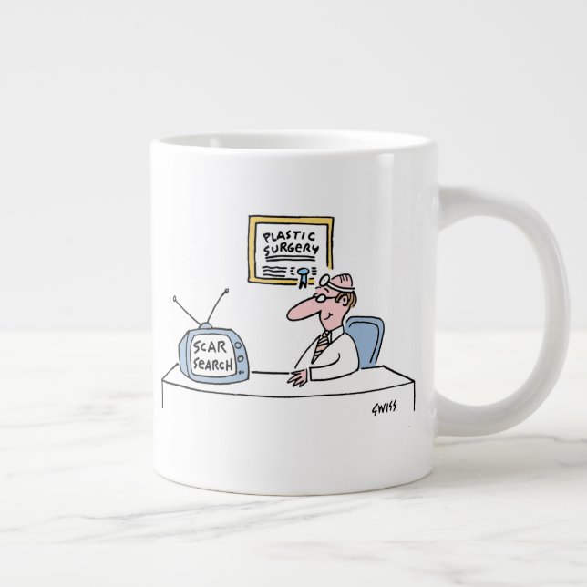Caneca De Café Grande Engraçado Cosmético Cirurgião Plástico Jumbo Mug (Direita)