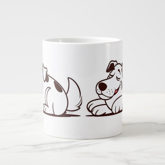Caneca De Café Grande Engraçado Design de Cachorro Preguiçoso (Frente)