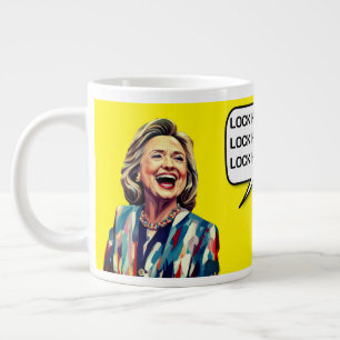 Caneca De Café Grande Engraçado Hillary Diz Trump Up